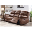 Pemberly Row Modern Polyester Fabric Sofa with Dual Recliner in Brown
