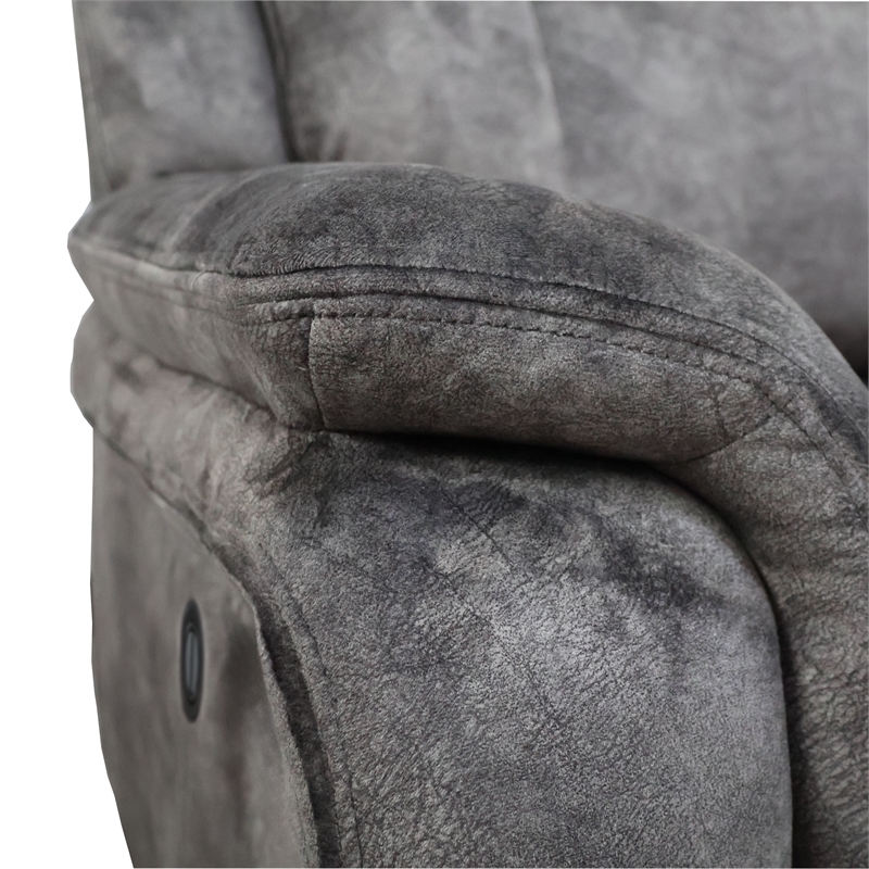 Pemberly Row Contemporary Polyester Fabric Power Sofa in Slate