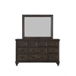 Pemberly Row Modern Solid Wood Dresser with Mirror Set in Walnut