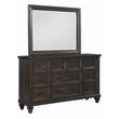 Pemberly Row Modern Solid Wood Dresser with Mirror Set in Walnut