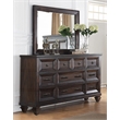 Pemberly Row Modern Solid Wood Dresser with Mirror Set in Walnut