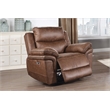Pemberly Row Modern Polyester Fabric Power Glider Recliner in Brown
