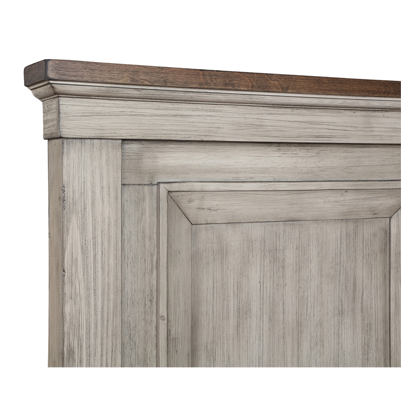 Pemberly Row Transitional Solid Wood California King Bed in Vintage Cream