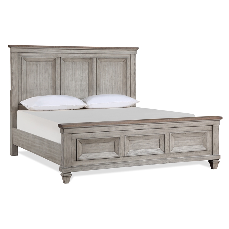 Pemberly Row Transitional Solid Wood California King Bed in Vintage Cream