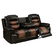 Pemberly Row Modern Leather Sofa with Dual Recliner in Brown