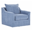 Pemberly Row Transitional Polyester Fabric Swivel Chair in Blue Slate