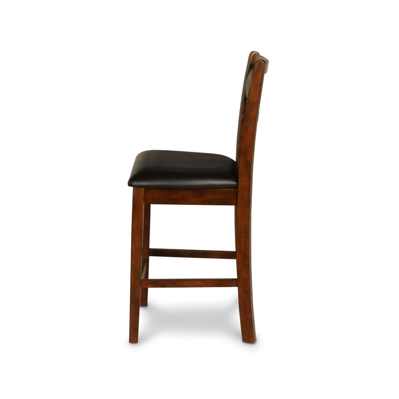 Pemberly Row Transitional Solid Wood Counter Chair in Brown (Set of 4)
