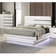 Pemberly Row Contemporary Solid Wood King Bed in White Gloss Laminate