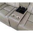 Pemberly Row Contemporary Leather Power Console Loveseat in Gray