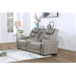 Pemberly Row Contemporary Leather Power Console Loveseat in Gray