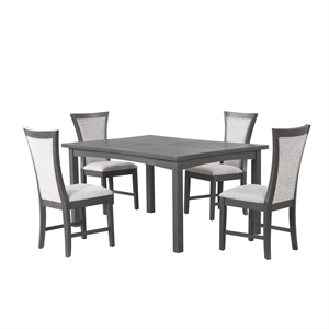 Pemberly Row Transitional 5-Piece Solid Wood Dining Set in Gray