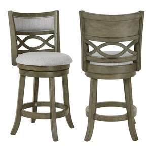 Pemberly Row Transitional 24&quot Wood Counter Stool in Gray/Black (Set of 2)