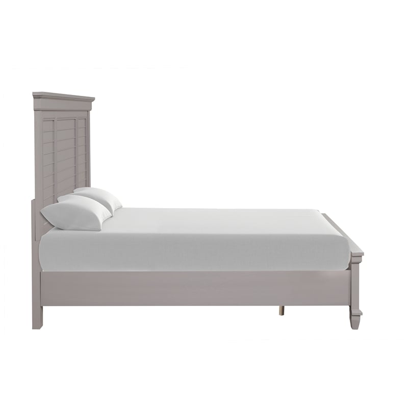 Pemberly Row Transitional Solid Wood California King Panel Bed in Gray