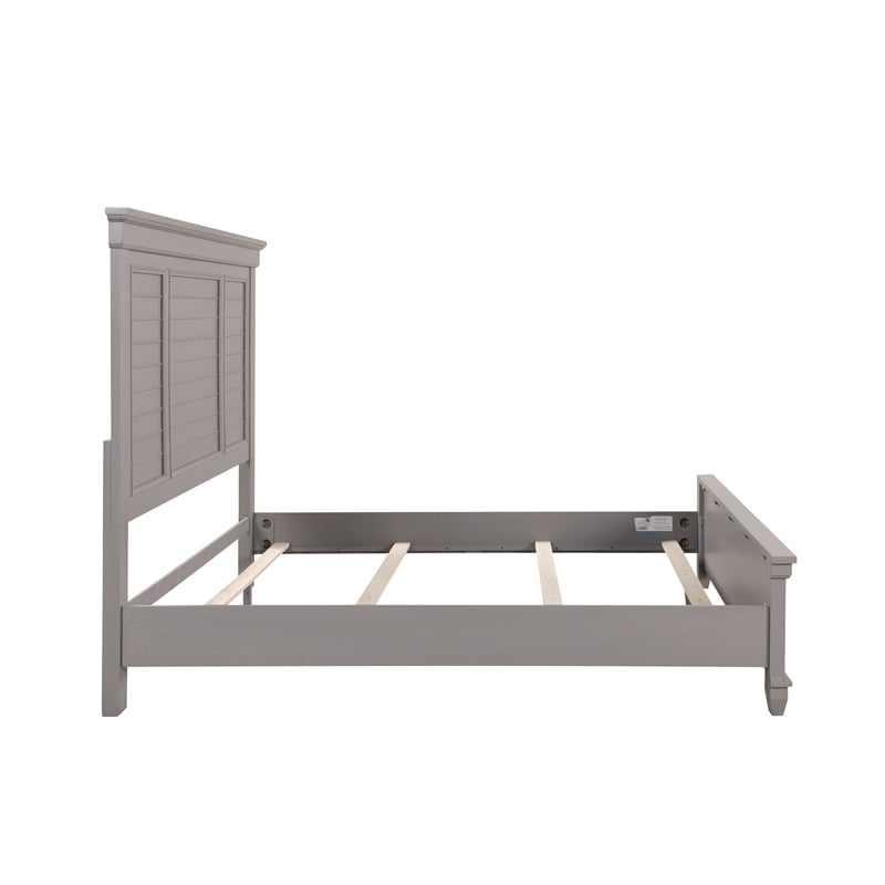 Pemberly Row Transitional Solid Wood California King Panel Bed in Gray