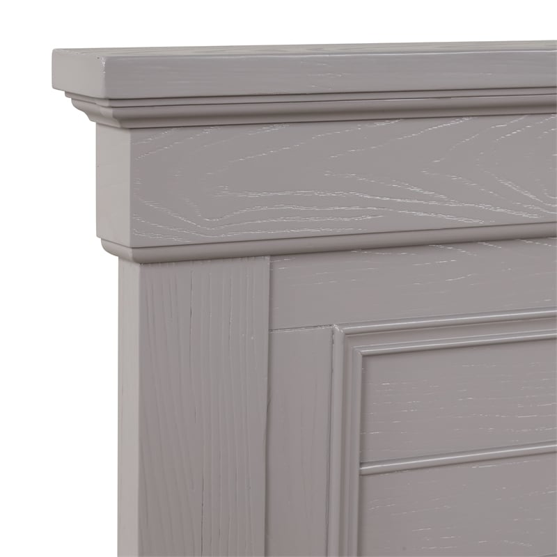 Pemberly Row Transitional Solid Wood California King Panel Bed in Gray