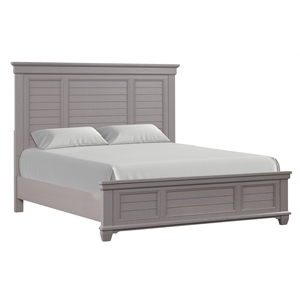 Pemberly Row Transitional Solid Wood California King Panel Bed in Gray