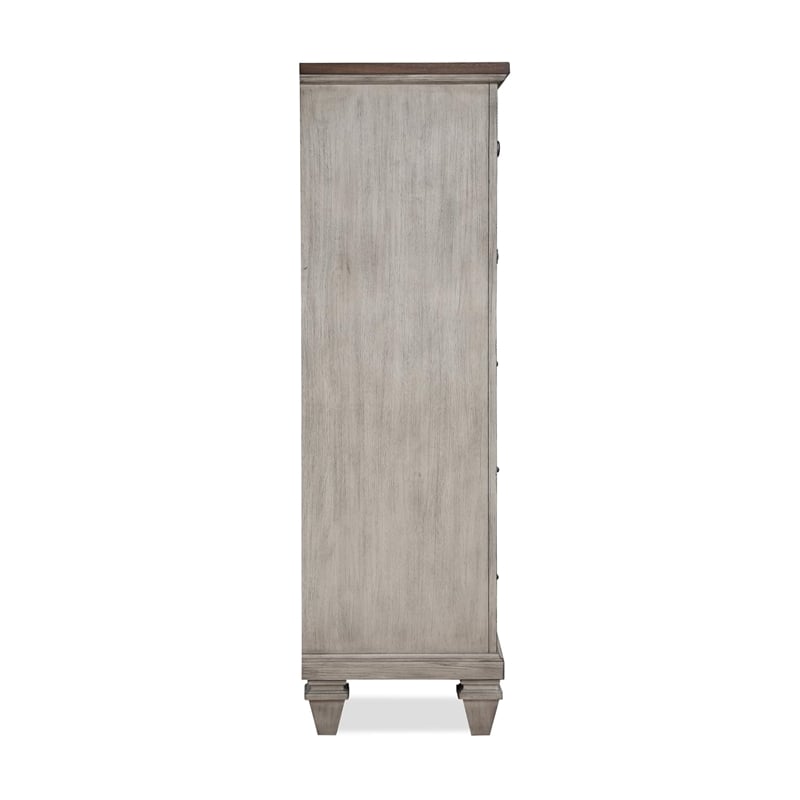 Pemberly Row Traditional Solid Wood 5-Drawer Chest in Vintage Cream