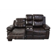 Pemberly Row Modern Faux Leather Console Loveseat w/Dual Recliner Brown