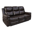 Pemberly Row Modern Faux Leather Sofa with Dual Recliners in Brown