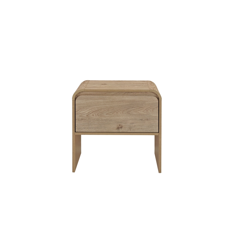 Pemberly Row Transitional Wood 1-Drawer End Table/Bedside Table in Natural