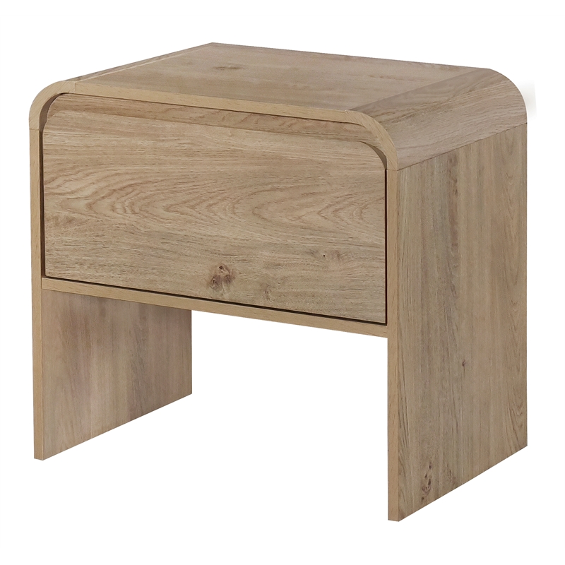 Pemberly Row Transitional Wood 1-Drawer End Table/Bedside Table in Natural