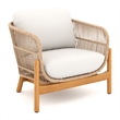 Pemberly Row Transitional Wood Patio Club Chair in Linen Beige