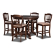 Pemberly Row Traditional 5-Piece Wood Counter Dining Room Set in Espresso