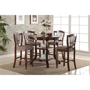 Pemberly Row Traditional 5-Piece Wood Counter Dining Room Set in Espresso