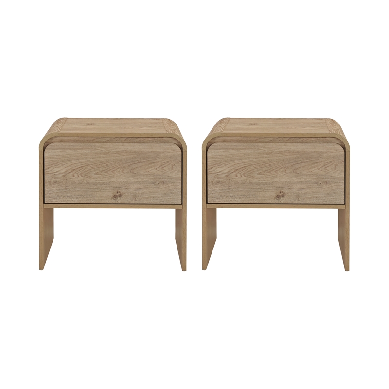 Pemberly Row Modern 2-Piece Wood End Table/Bedside Table in Natural