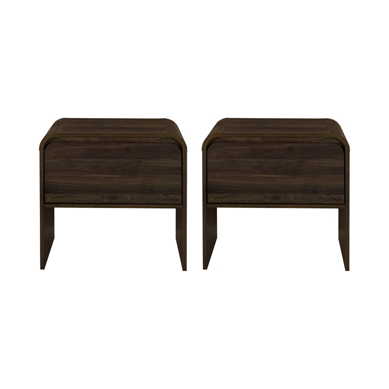 Pemberly Row Modern 2-Piece Wood End Table/Bedside Table in Walnut