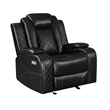 Pemberly Row Modern 3-Pc Faux Leather Power Living Room Set in Black