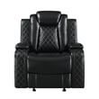 Pemberly Row Modern 3-Pc Faux Leather Power Living Room Set in Black