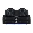 Pemberly Row Modern 3-Pc Faux Leather Power Living Room Set in Black