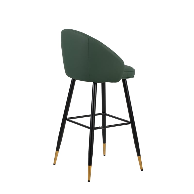 Pemberly Row Transitional Metal/Vegan Leather Bar Chair in Green (Set of 2)