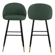 Pemberly Row Transitional Metal/Vegan Leather Bar Chair in Green (Set of 2)