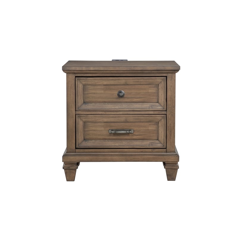Pemberly Row Traditional Wood 2-Drawer Nightstand in Vintage Mocha