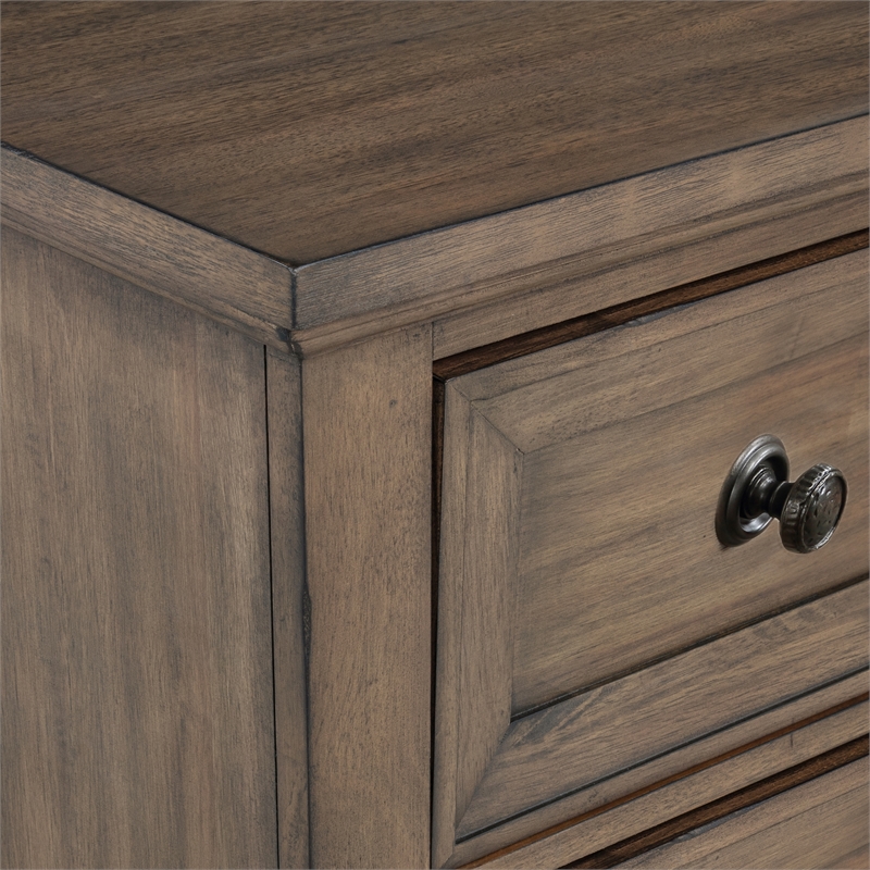 Pemberly Row Traditional Wood 2-Drawer Nightstand in Vintage Mocha
