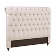 Pemberly Row Button Tufted Upholstered Fabric Queen Bed in Beige
