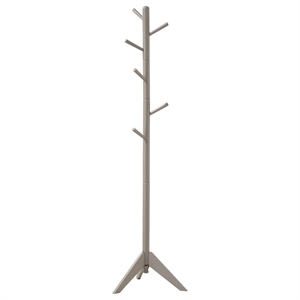 Pemberly Row Modern Wood Coat Rack with 6 Hooks Staggered in Gray