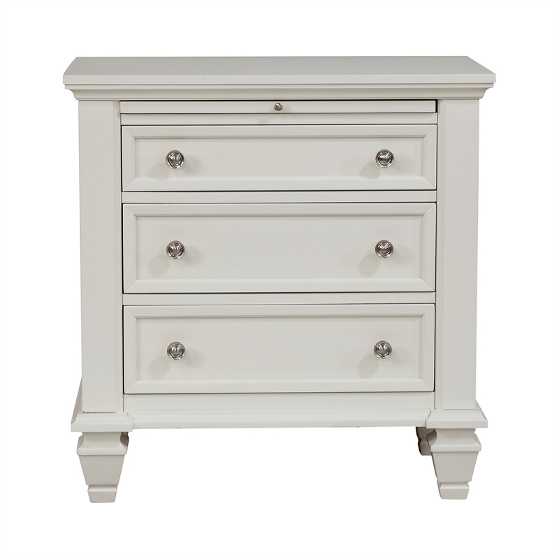 Pemberly Row Coastal 5-Piece Wood Queen Sleigh Bedroom Set in White