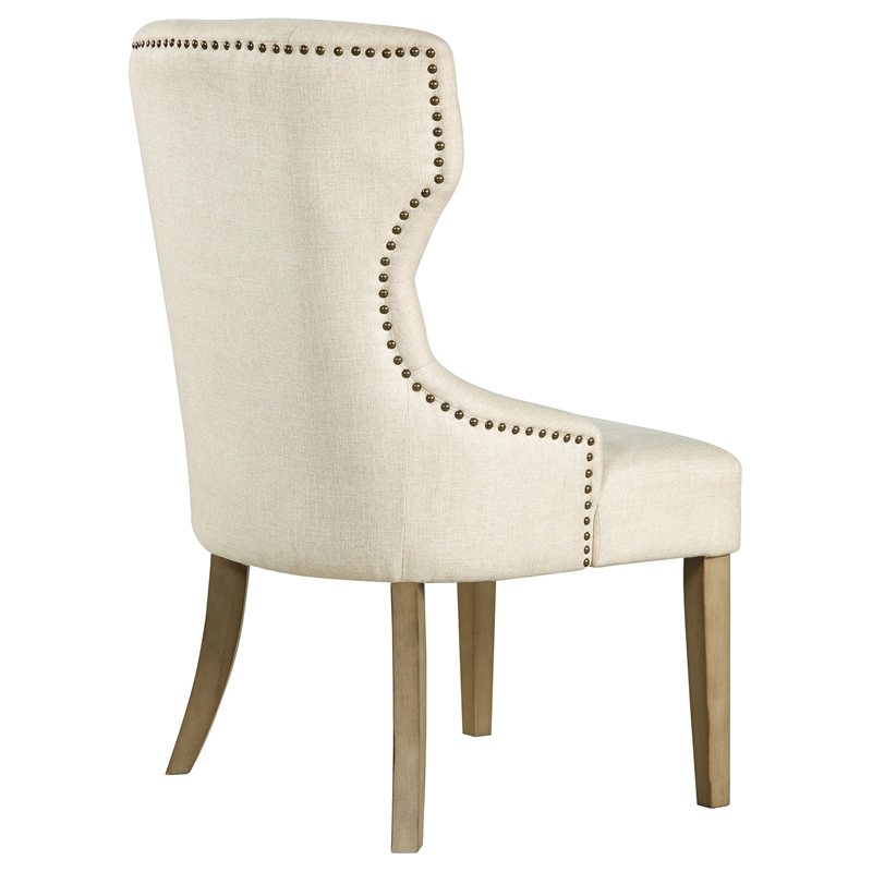 Pemberly Row Traditional Tufted Upholstered Fabric Dining Chair in Beige