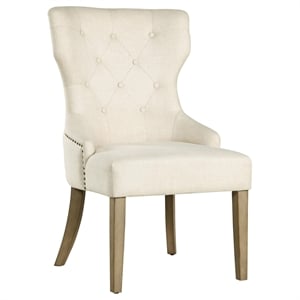 Pemberly Row Traditional Tufted Upholstered Fabric Dining Chair in Beige
