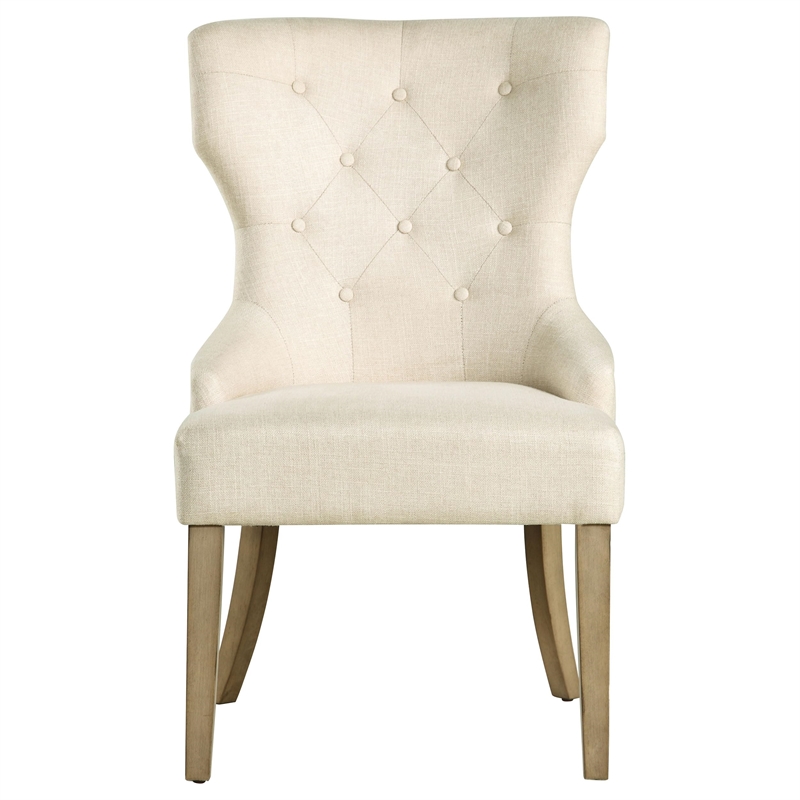 Pemberly Row Traditional Tufted Upholstered Fabric Dining Chair in Beige