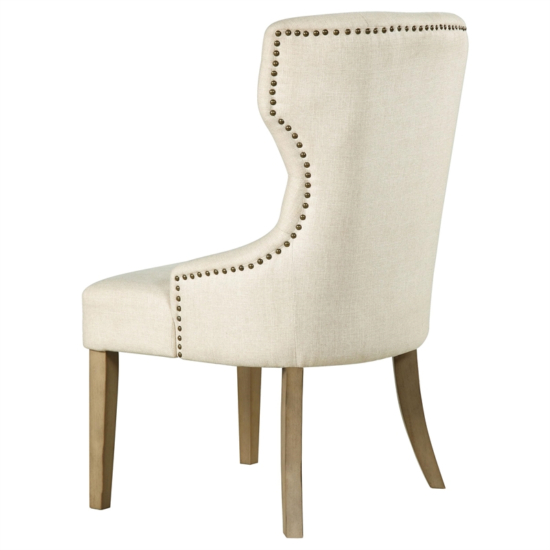 Pemberly Row Traditional Tufted Upholstered Fabric Dining Chair in Beige
