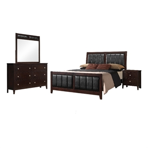 Pemberly Row 4-Piece Wood Queen Panel Bedroom Set in Cappuccino