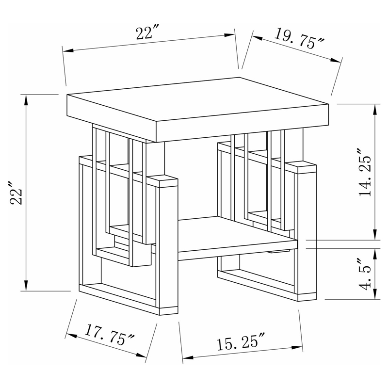 Pemberly Row Contemporary Wood Rectangular End Table with 1-Shelf in White