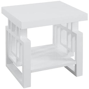Pemberly Row Contemporary Wood Rectangular End Table with 1-Shelf in White