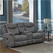 Pemberly Row Contemporary Faux Leather Motion Reclining Loveseat in Gray