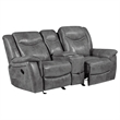 Pemberly Row Contemporary Faux Leather Motion Reclining Loveseat in Gray