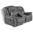 Pemberly Row Contemporary Faux Leather Motion Reclining Loveseat in Gray